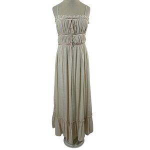 Thirty Thirty Women's Maxi Dress Ivory Tiered Milkmaid Lined Coquette‎ Size M